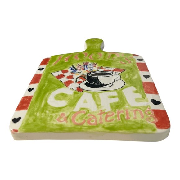 Hand Painted Ceramic Wall Paddle Hood’s Café & Catering Folk Art Kitchen Decor 1 - Picture 2 of 3
